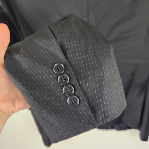 Brooks Brothers 1818 Milano Slim Saxxon Wool Blazer Black Pinstripe 42L - Picture 6 of 15